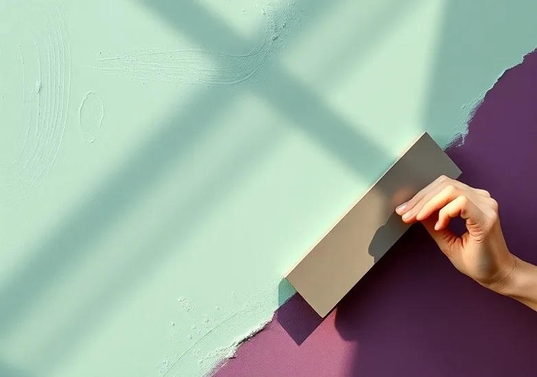 Application d'un enduit décoratif à la lisseuse sur un mur