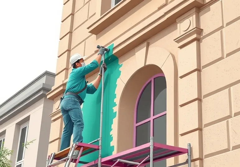 Ravalement de façade en pierre, nettoyage et application d'enduit